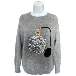 H&M Sequin Perfume Bottle JumperColor Grey Size M.